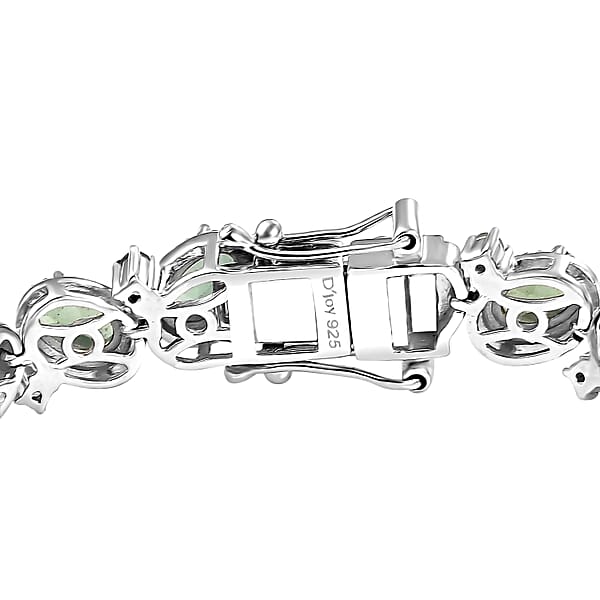 D'Joy Madagascar Green Apatite 12.75 Ctw Floral Vine Bracelet In Rhodium Over Sterling Silver (7.25 In)