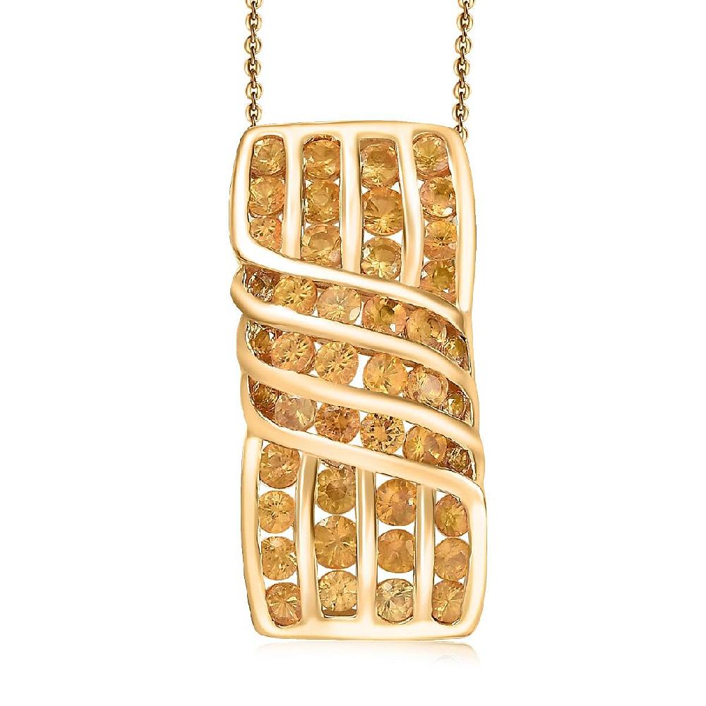 D'Joy Madagascar Yellow Sapphire 3.50 ctw Ocean Waves Pendant Necklace in 18K Vermeil Yellow Gold Over Sterling Silver 20 Inches