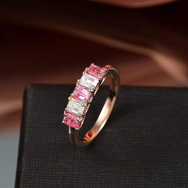 D'Joy Mahenge Spinel Moissanite Ring In 18K Vermeil RG Over Sterling Silver 1.15 Ctw