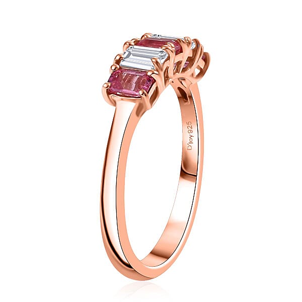 D'Joy Mahenge Spinel Moissanite Ring In 18K Vermeil RG Over Sterling Silver 1.15 Ctw