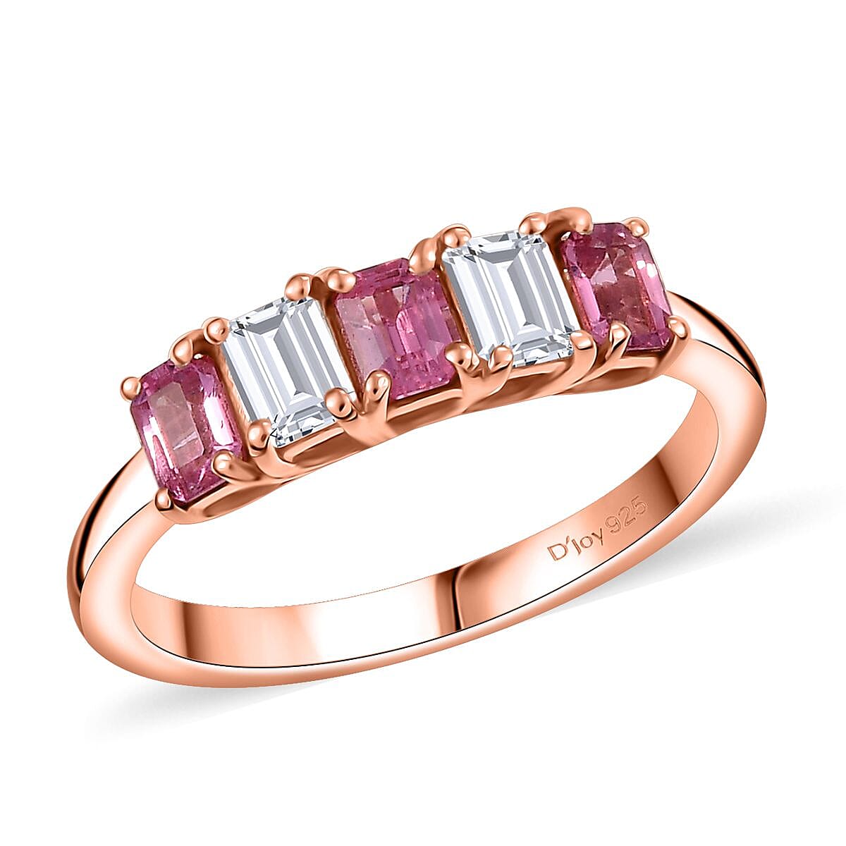 D'Joy Mahenge Spinel Moissanite Ring in 18K Vermeil RG Over Sterling Silver 1.15 ctw