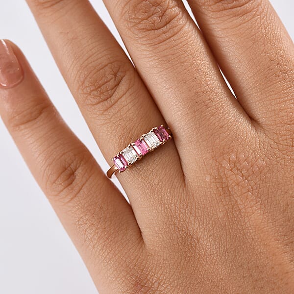 D'Joy Mahenge Spinel Moissanite Ring In 18K Vermeil RG Over Sterling Silver 1.15 Ctw