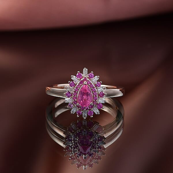 D'Joy Mahenge Spinel Multi Gemstone Ring In 18K Vermeil RG Over Sterling Silver 0.90 Ctw