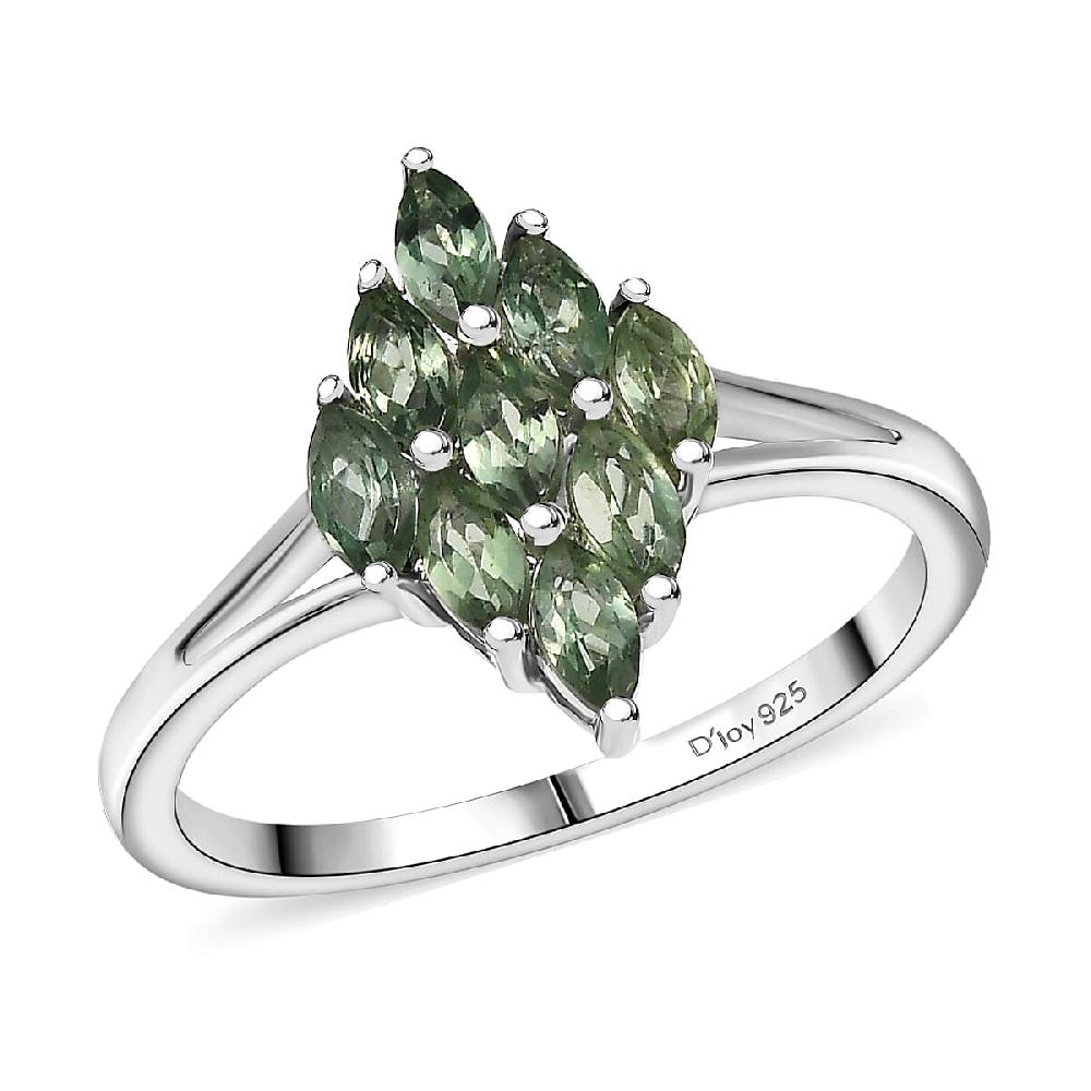 D'Joy Malagasy Pine Apatite 0.90 ctw Cluster Ring in Rhodium Over Sterling Silver