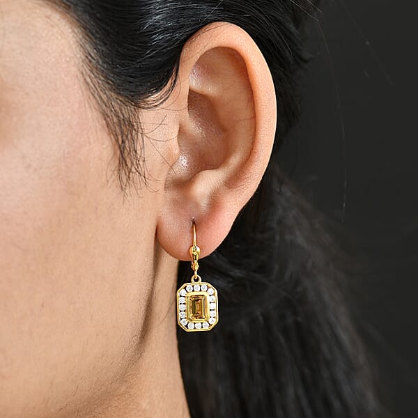 D'Joy Marialite Moissanite Art Deco Earrings In 18K Vermeil YG Over Sterling Silver 2.60 Ctw