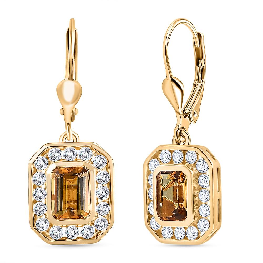 D'Joy Marialite Moissanite Art Deco Earrings in 18K Vermeil YG Over Sterling Silver 2.60 ctw
