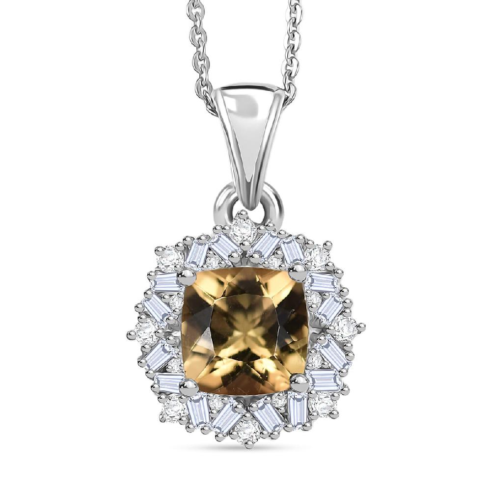 D'Joy Marialite Moissanite Art Deco Pendant Necklace in Rhodium Over Sterling Silver 1.75 ctw (20 Inches)