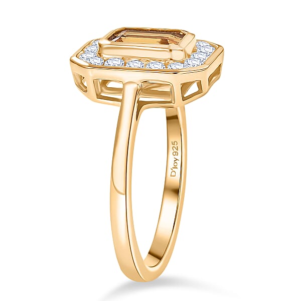 D'Joy Marialite Moissanite Art Deco Ring In 18K Vermeil YG Over Sterling Silver 1.35 Ctw