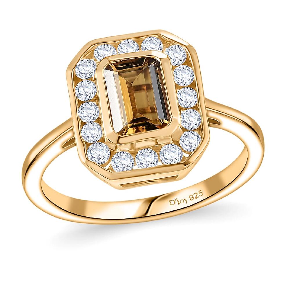 D'Joy Marialite Moissanite Art Deco Ring in 18K Vermeil YG Over Sterling Silver 1.35 ctw