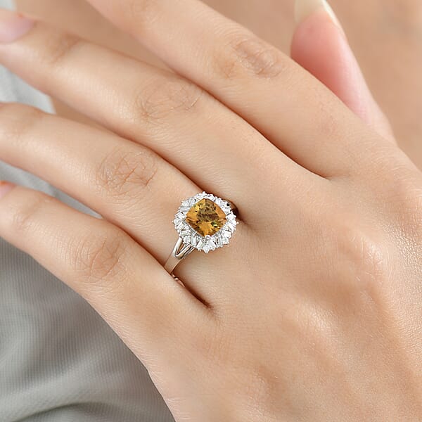 D'Joy Marialite Moissanite Art Deco Ring In Rhodium Over Sterling Silver 1.75 Ctw