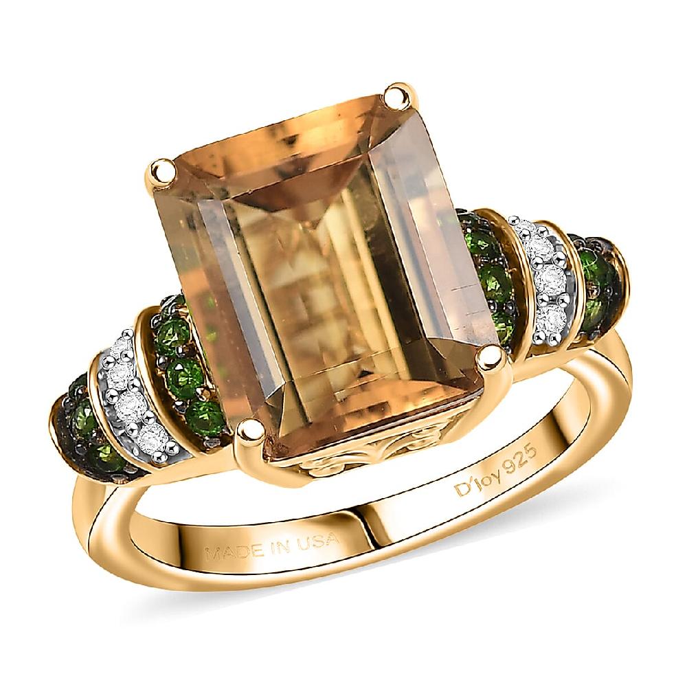 D'Joy Marialite Multi Gemstone Art Deco Ring in 18K Vermeil YG Over Sterling Silver 6.10 ctw