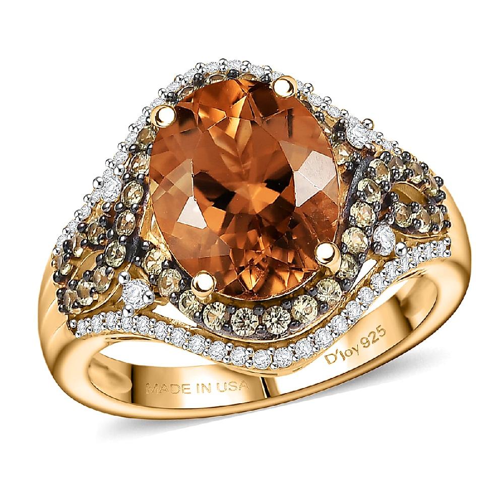 D'Joy Marialite Multi Gemstone Art Deco Ring in 18K Vermeil YG Over Sterling Silver 3.85 ctw