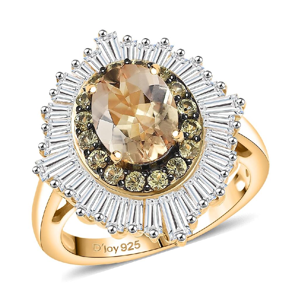 D'Joy Marialite Multi Gemstone Sunburst Ring in 18K Vermeil YG Over Sterling Silver 3.35 ctw