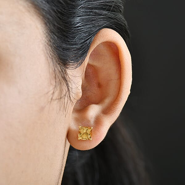D'Joy Marialite Stud Earrings In 18K Vermeil YG Over Sterling Silver 2.70 Ctw
