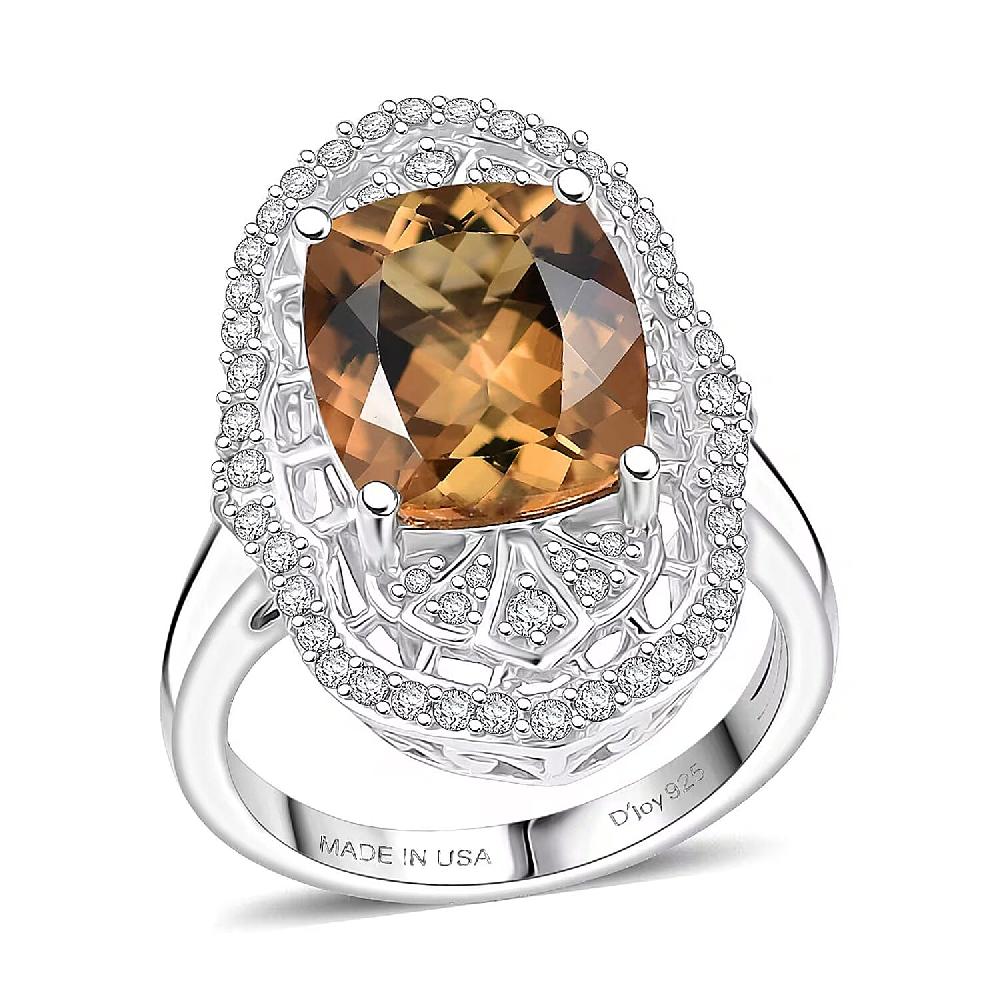 D'Joy Marialite White Zircon Art Deco Ring in Rhodium Over Sterling Silver 5.65 ctw