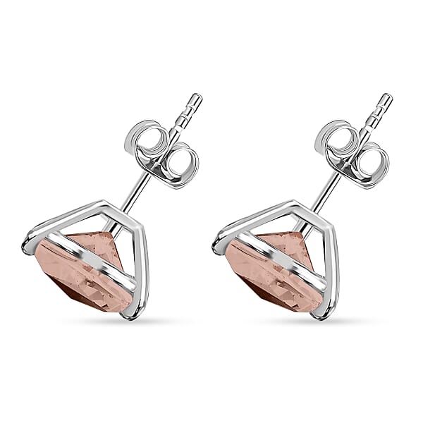 D'Joy Marropino Morganite 3.20 Ctw Solitaire Stud Earrings In Platinum Over Sterling Silver (Del. In 10-12 Days)