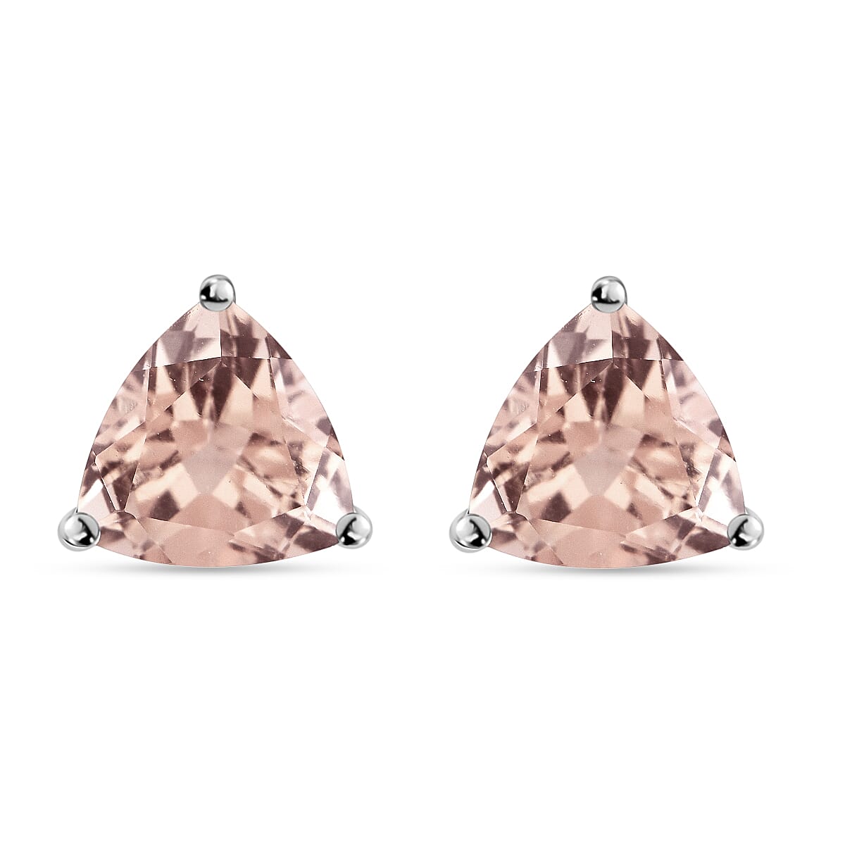 D'Joy Marropino Morganite 3.20 ctw Solitaire Stud Earrings in Platinum Over Sterling Silver (Del. in 10-12 Days)