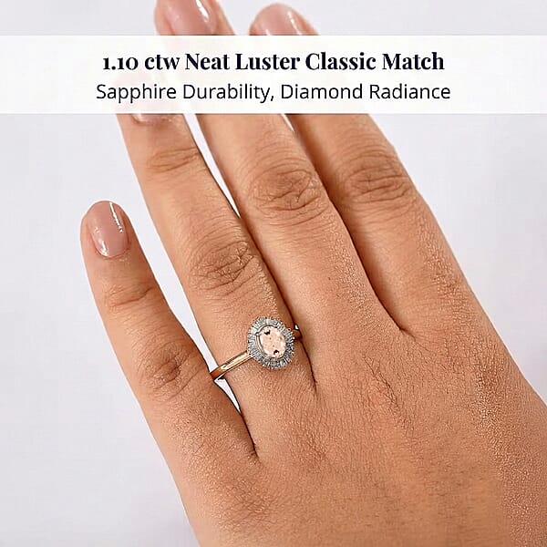 D'Joy Marropino Morganite And Diamond Ring In 18K Vermeil Rose Gold Sterling Silver 1.01 Ctw