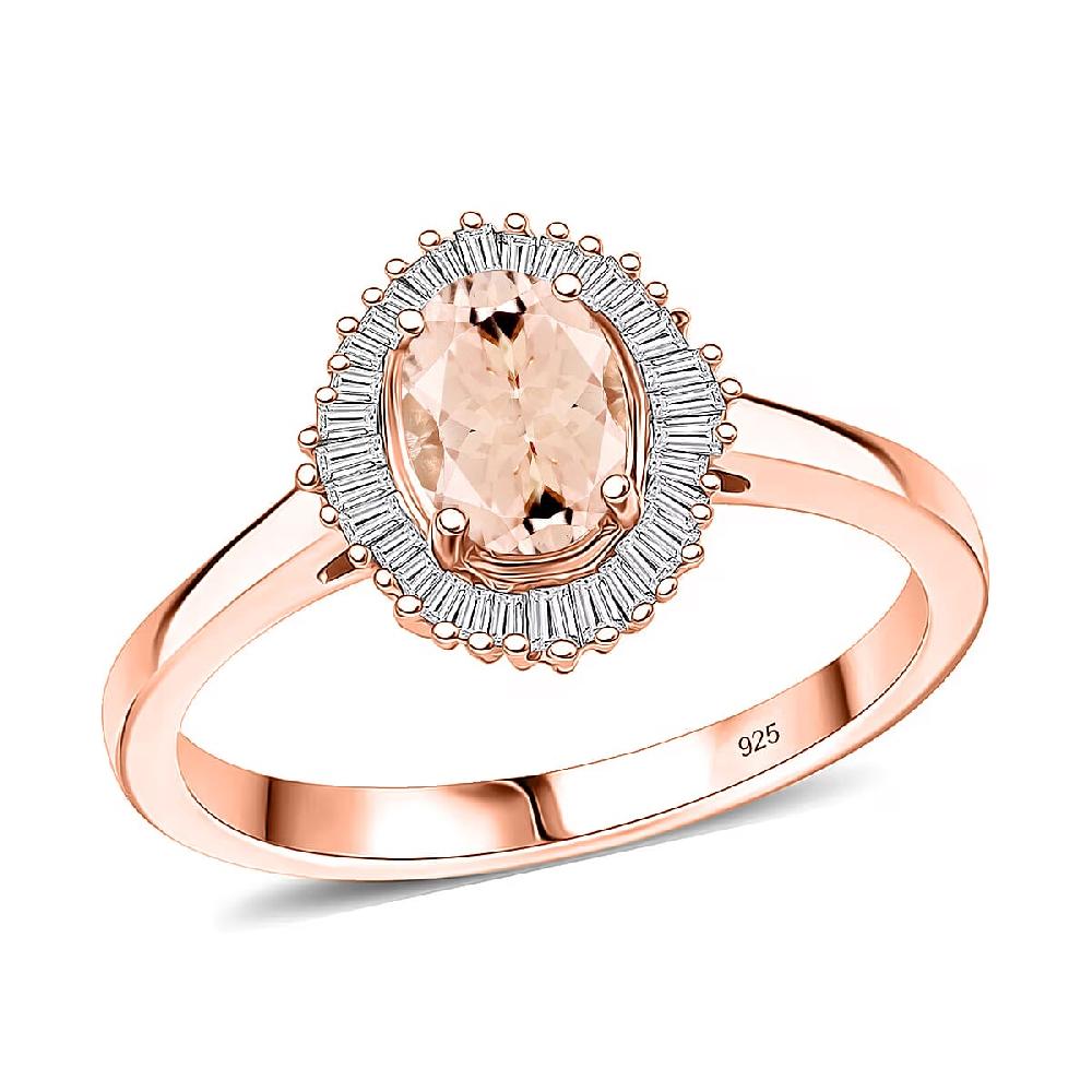 D'Joy Marropino Morganite and Diamond Ring in 18K Vermeil Rose Gold Sterling Silver 1.01 ctw
