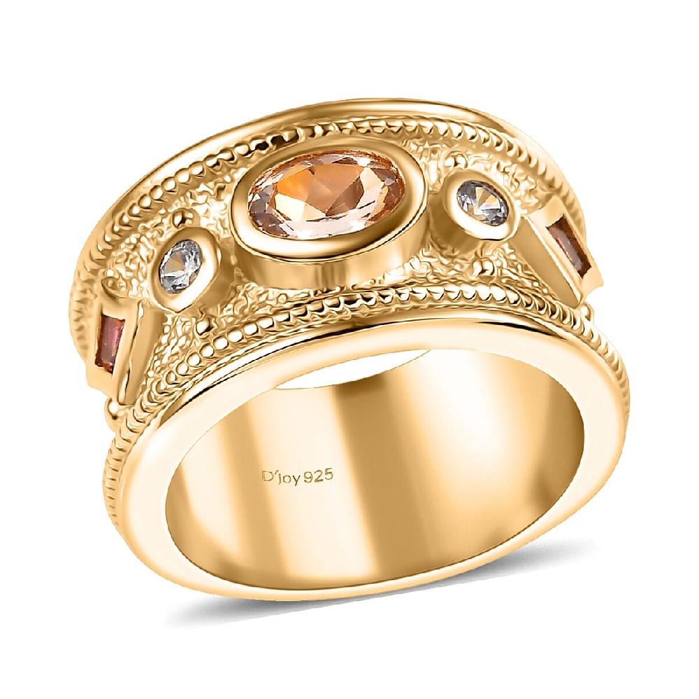 D'Joy Marropino Morganite Multi Gemstone Ring in 18K Vermeil YG Over Sterling Silver 1.15 ctw