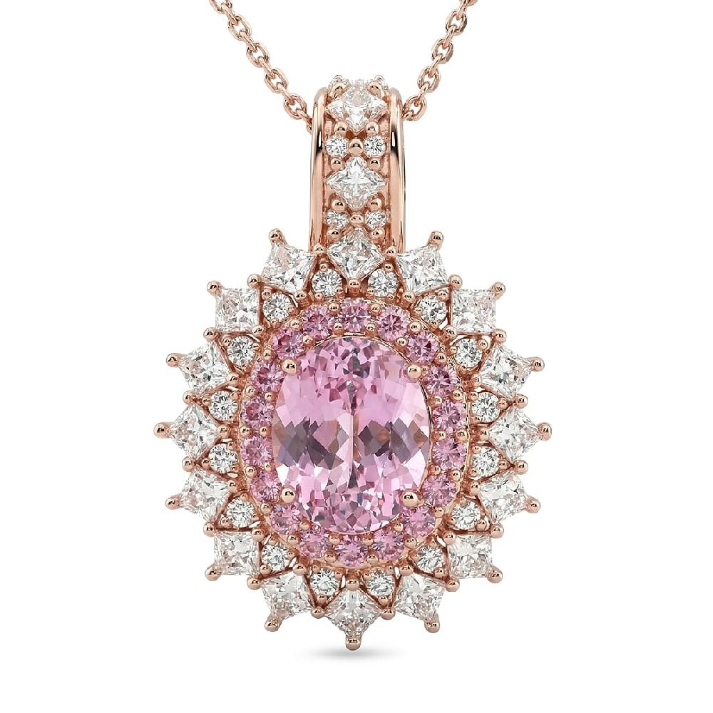 D'Joy Martha Rocha Kunzite and Multi Gemstone 3.80 ctw Dahlia Bloom Pendant Necklace in 18K Vermeil Rose Gold Over Sterling Silver 20 Inches