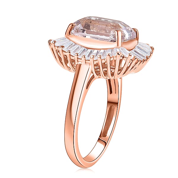 D'Joy Martha Rocha Kunzite Moissanite Ring In 18K Vermeil RG Over Sterling Silver 6.85 Ctw