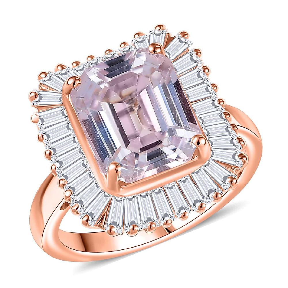D'Joy Martha Rocha Kunzite Moissanite Ring in 18K Vermeil RG Over Sterling Silver 6.85 ctw