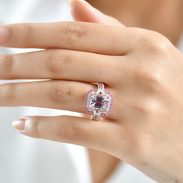 D Joy Martha Rocha Kunzite Multi Gemstone Victorian Era Ring In 18K Vermeil RG Over Sterling Silver 5.40 Ctw
