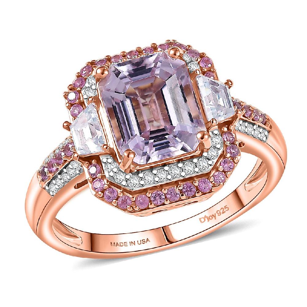 D Joy Martha Rocha Kunzite Multi Gemstone Victorian Era Ring in 18K Vermeil RG Over Sterling Silver 5.40 ctw