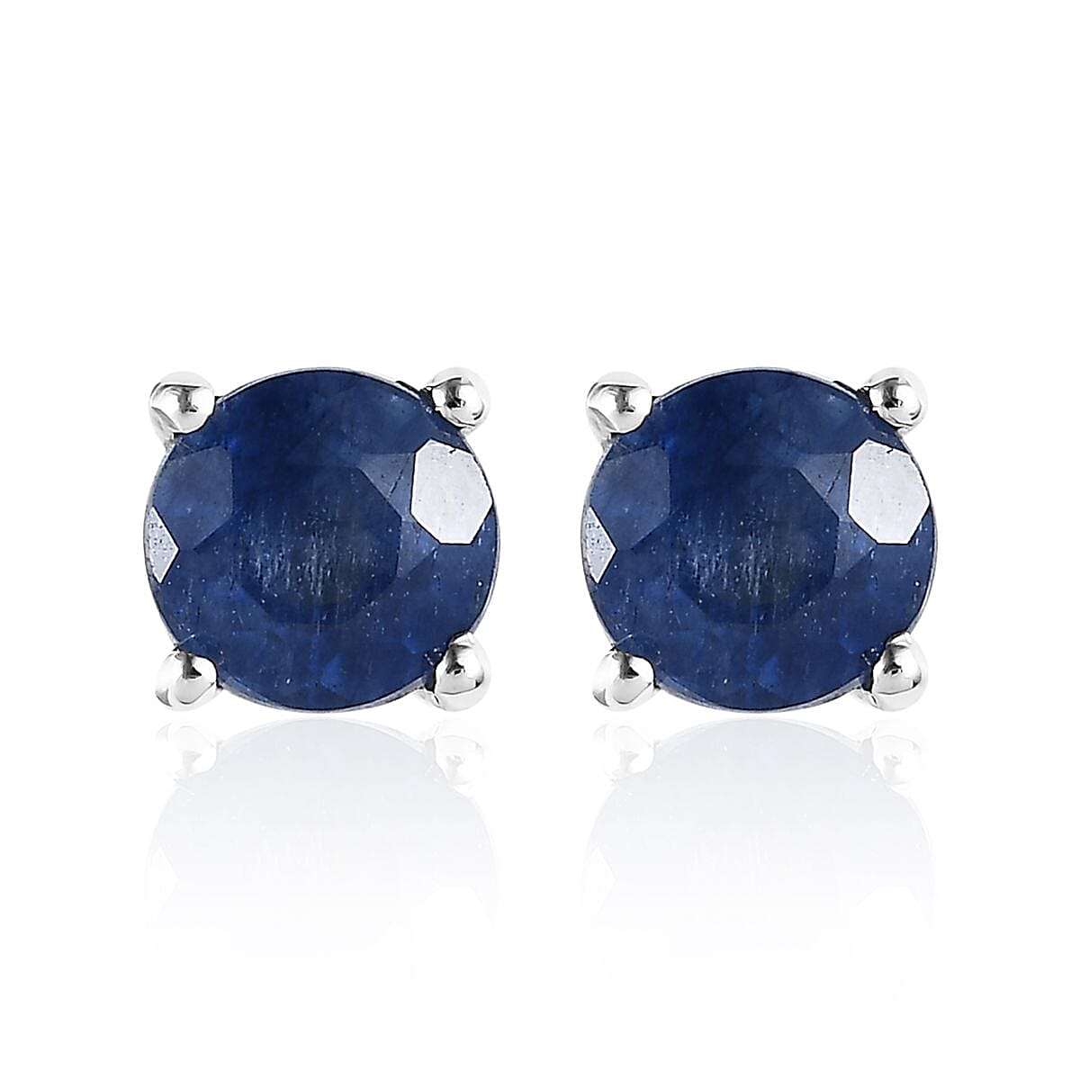 D'Joy Masoala Sapphire (D) 1.50 ctw Solitaire Stud Earrings in Platinum Over Sterling Silver