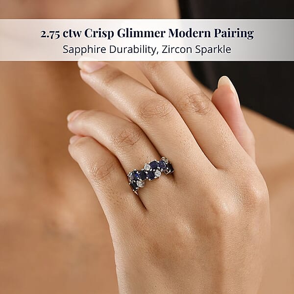 D'Joy Masoala Sapphire White Zircon Ring In Platinum Over Sterling Silver 2.75 Ctw