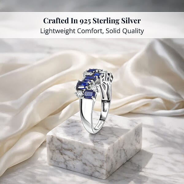 D'Joy Masoala Sapphire White Zircon Ring In Platinum Over Sterling Silver 2.75 Ctw