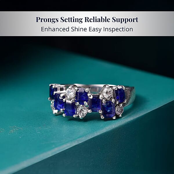 D'Joy Masoala Sapphire White Zircon Ring In Platinum Over Sterling Silver 2.75 Ctw