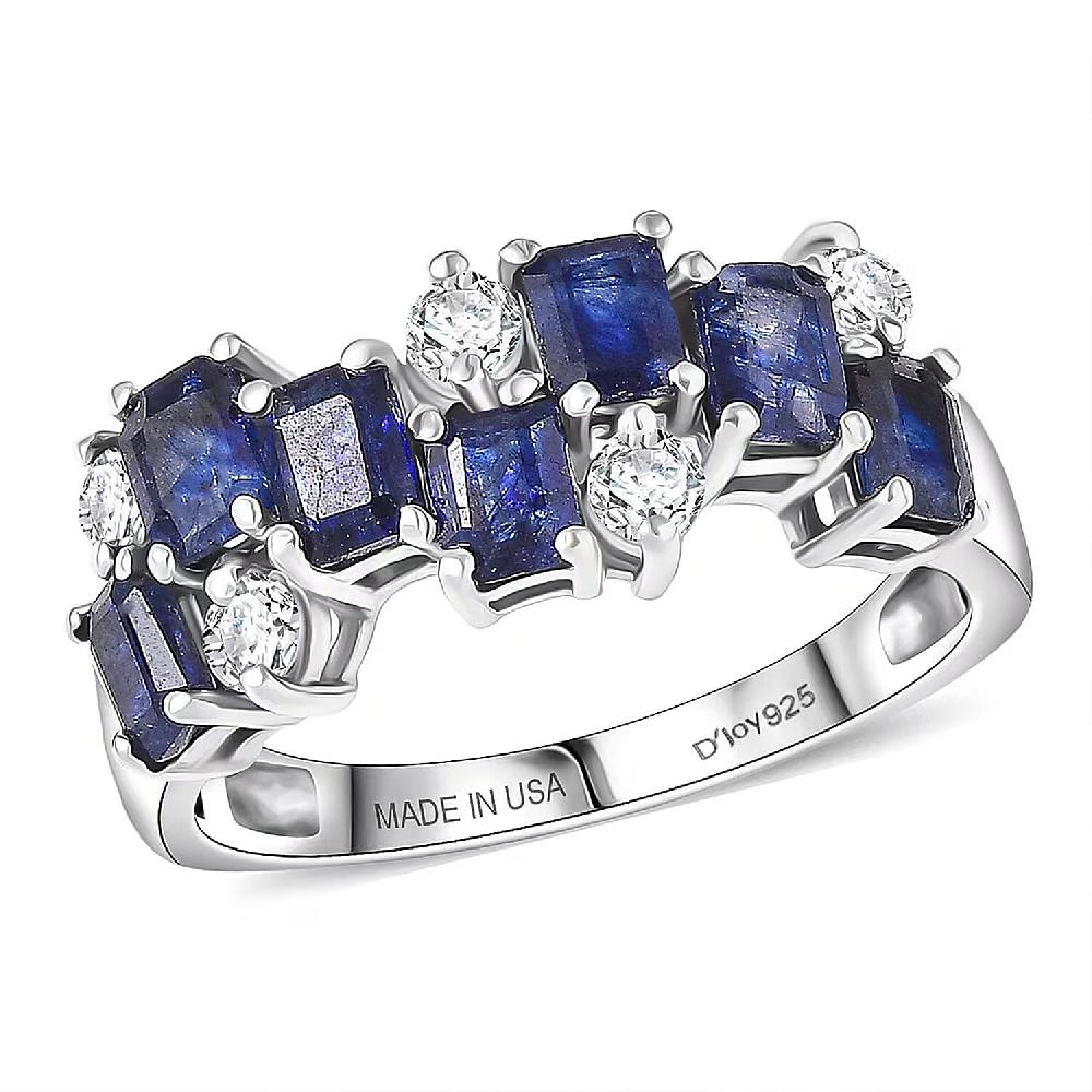 D'Joy Masoala Sapphire White Zircon Ring in Platinum Over Sterling Silver 2.75 ctw