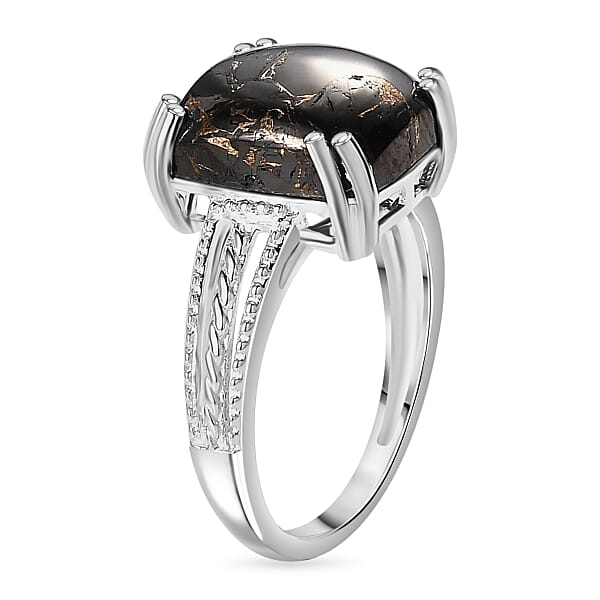 D'Joy Matrix Silver Shungite 3.35 Ctw Solitaire Ring In Sterling Silver