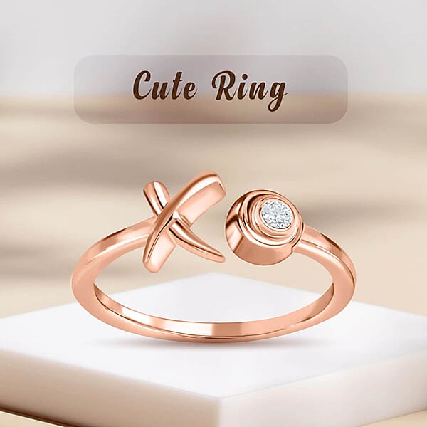 D'Joy Moissanite 0.05 Ctw XO Open Band Ring In Vermeil Rose Gold Over Sterling Silver
