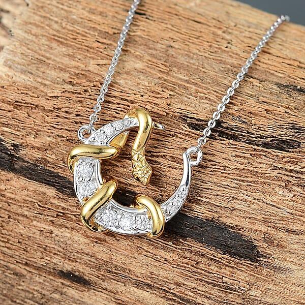 D'Joy Moissanite 0.35 Ctw Fancy Necklace 18 Inches In 18K Vermeil YG And Rhodium Over Sterling Silver