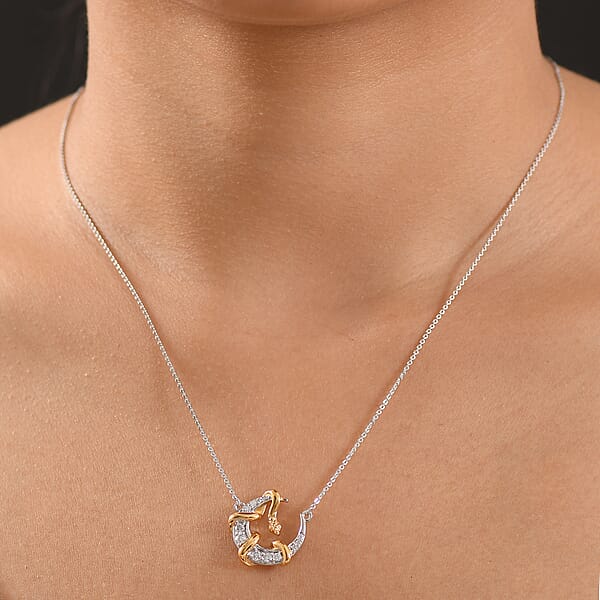 D'Joy Moissanite 0.35 Ctw Fancy Necklace 18 Inches In 18K Vermeil YG And Rhodium Over Sterling Silver