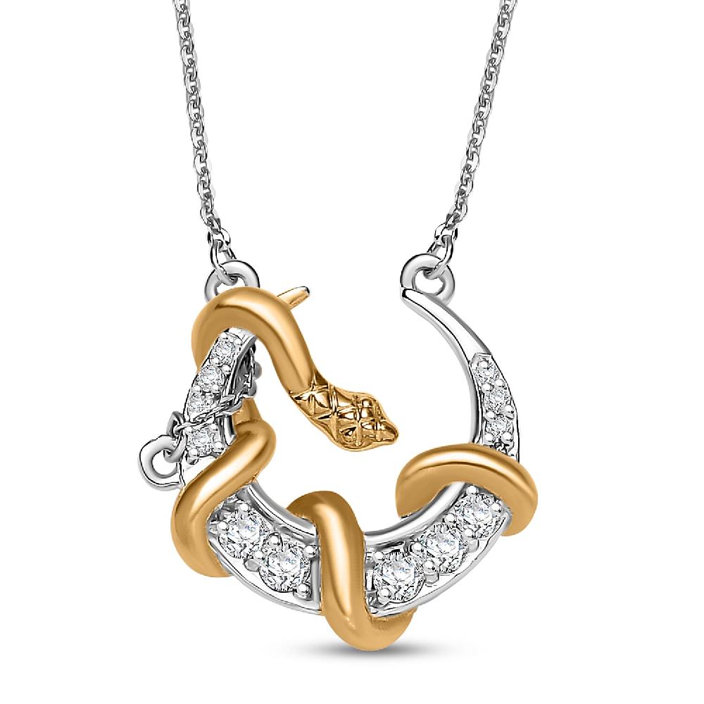 D'Joy Moissanite 0.35 ctw Fancy Necklace 18 Inches in 18K Vermeil YG and Rhodium Over Sterling Silver