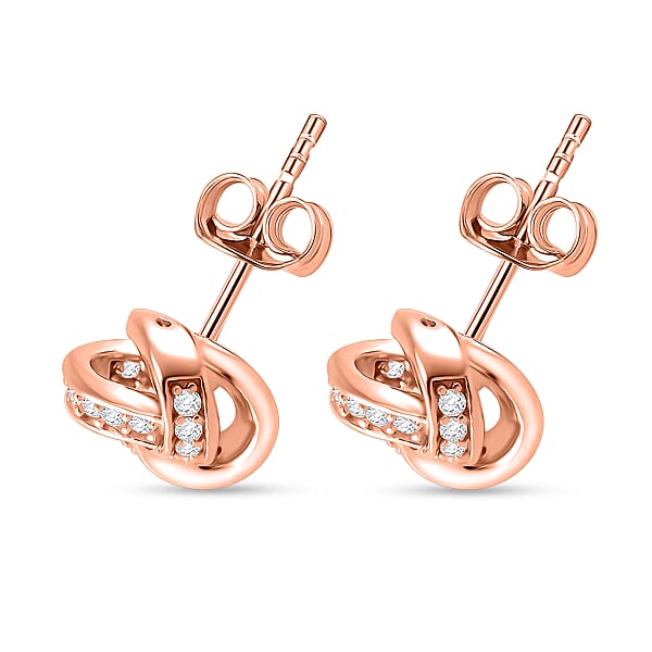 D'Joy Moissanite 0.35 Ctw Knot Stud Earrings In Vermeil Rose Gold Over Sterling Silver