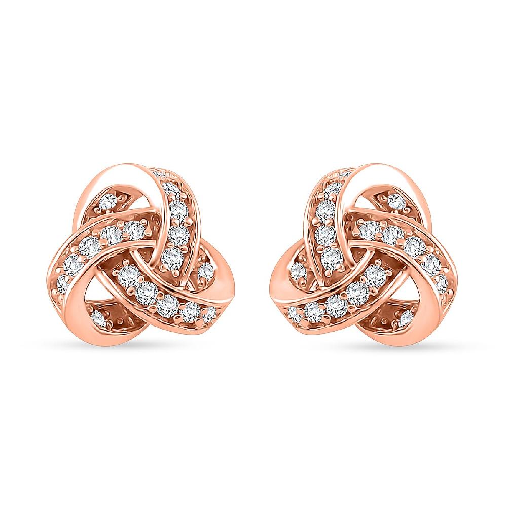 D'Joy Moissanite 0.35 ctw Knot Stud Earrings in Vermeil Rose Gold Over Sterling Silver