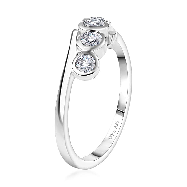 D'Joy Moissanite 0.50 Ctw Bypass Ring In Platinum Over Sterling Silver