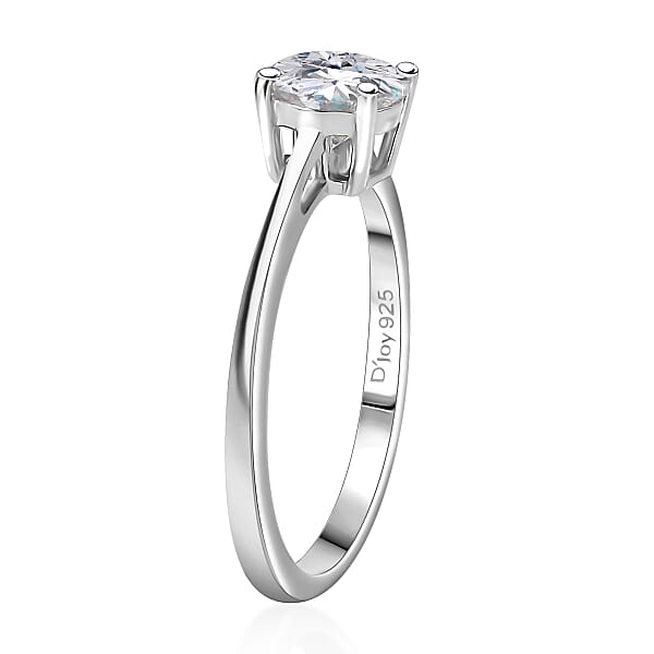 D'Joy Moissanite 0.90 Ctw Solitaire Ring In Rhodium Over Sterling Silver (Del. In 5-7 Days)