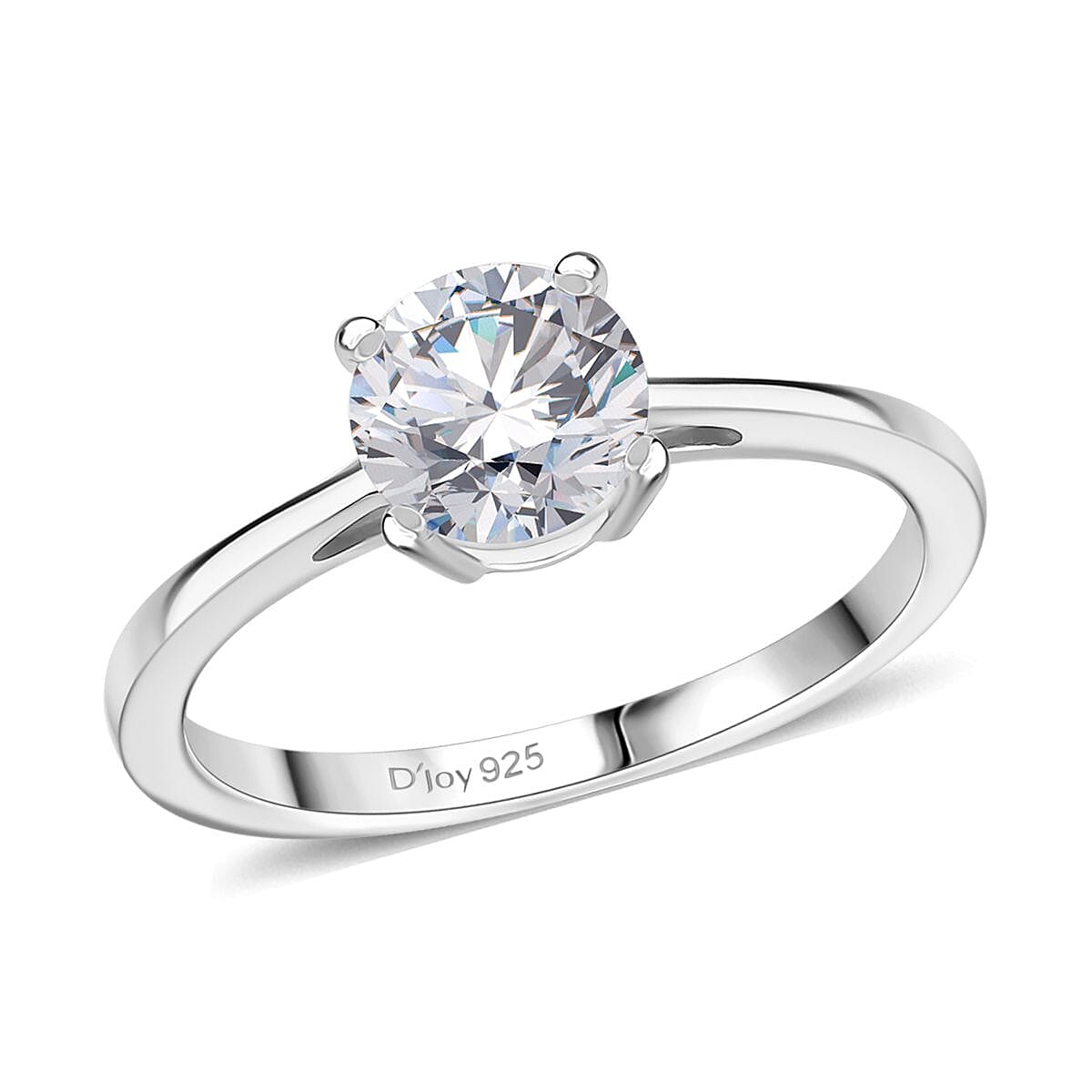D'Joy Moissanite 0.90 ctw Solitaire Ring in Rhodium Over Sterling Silver (Del. in 5-7 Days)