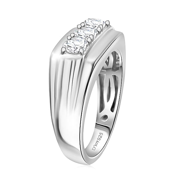 D'Joy Moissanite 1.00 Ctw Men's Ring In Rhodium Over Sterling Silver