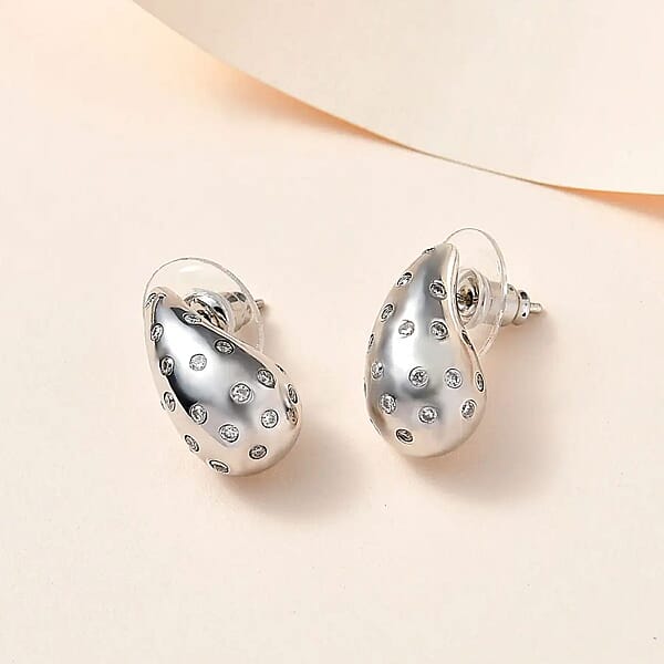 D'Joy Moissanite 1.00 Ctw Raindrop Statement Earrings In Platinum Over Sterling Silver