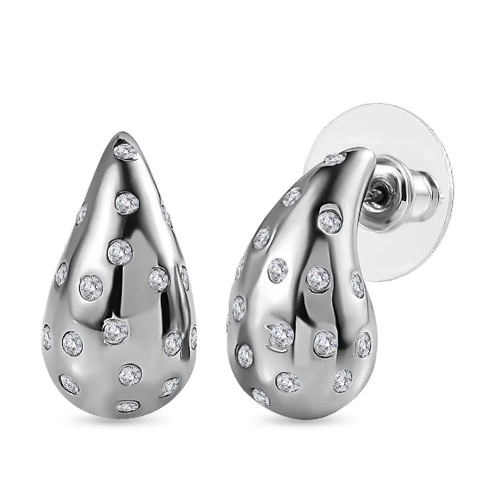 D'Joy Moissanite 1.00 Ctw Raindrop Statement Earrings In Platinum Over Sterling Silver