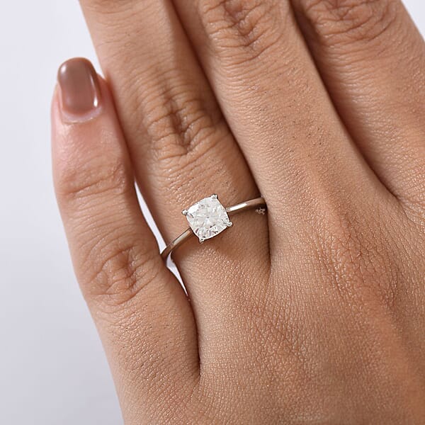 D'Joy Moissanite 1.00 Ctw Solitaire Ring In Platinum Over Sterling Silver