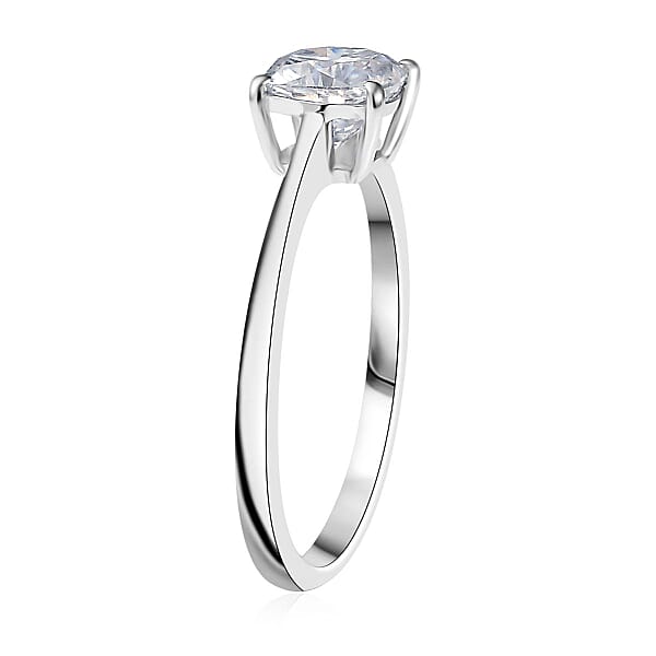 D'Joy Moissanite 1.00 Ctw Solitaire Ring In Platinum Over Sterling Silver