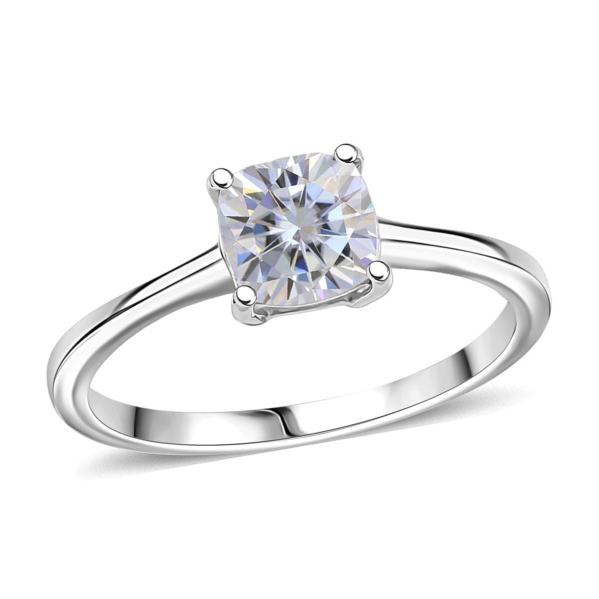 D'Joy Moissanite 1.00 ctw Solitaire Ring in Platinum Over Sterling Silver